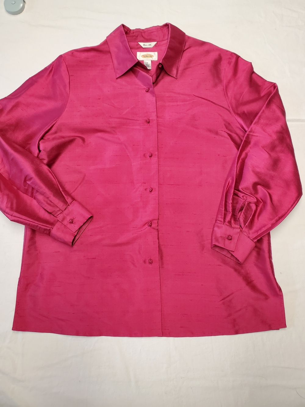 Talbots 100% Silk Blouse Pink Button Down Luxury Classic Career Top Women 12